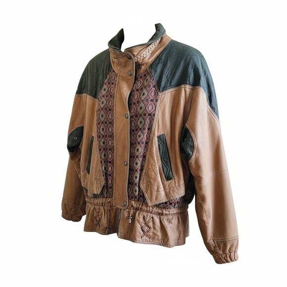 Designer(Winlit) Jackets & Blazers - Leather & Suede Patchwork bomber jacket, vintage women's style